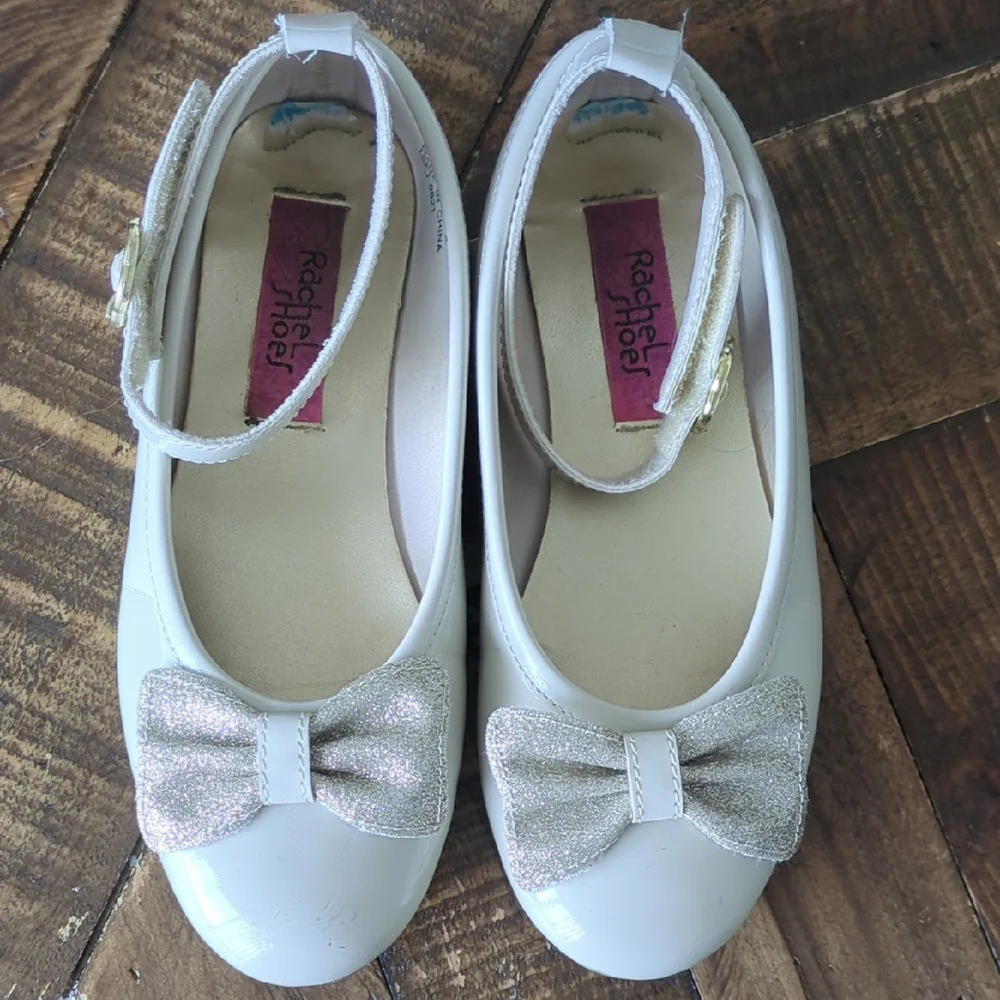 Rachel Shoes White Patent Mary Jane with Glitter Bow